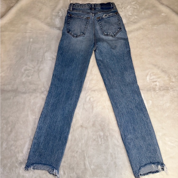 Abercrombie & Fitch High Rise Distressed Patch Straight Leg Denim Jeans Size 24 - Picture 7 of 13